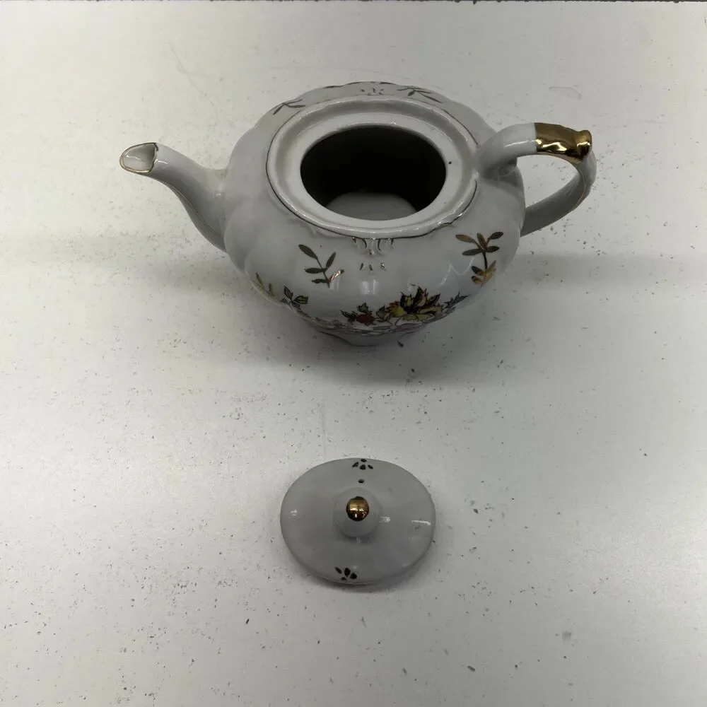 Vintage Floral‎ Musical Teapot Ceramic With Gold Trim Made In Japan